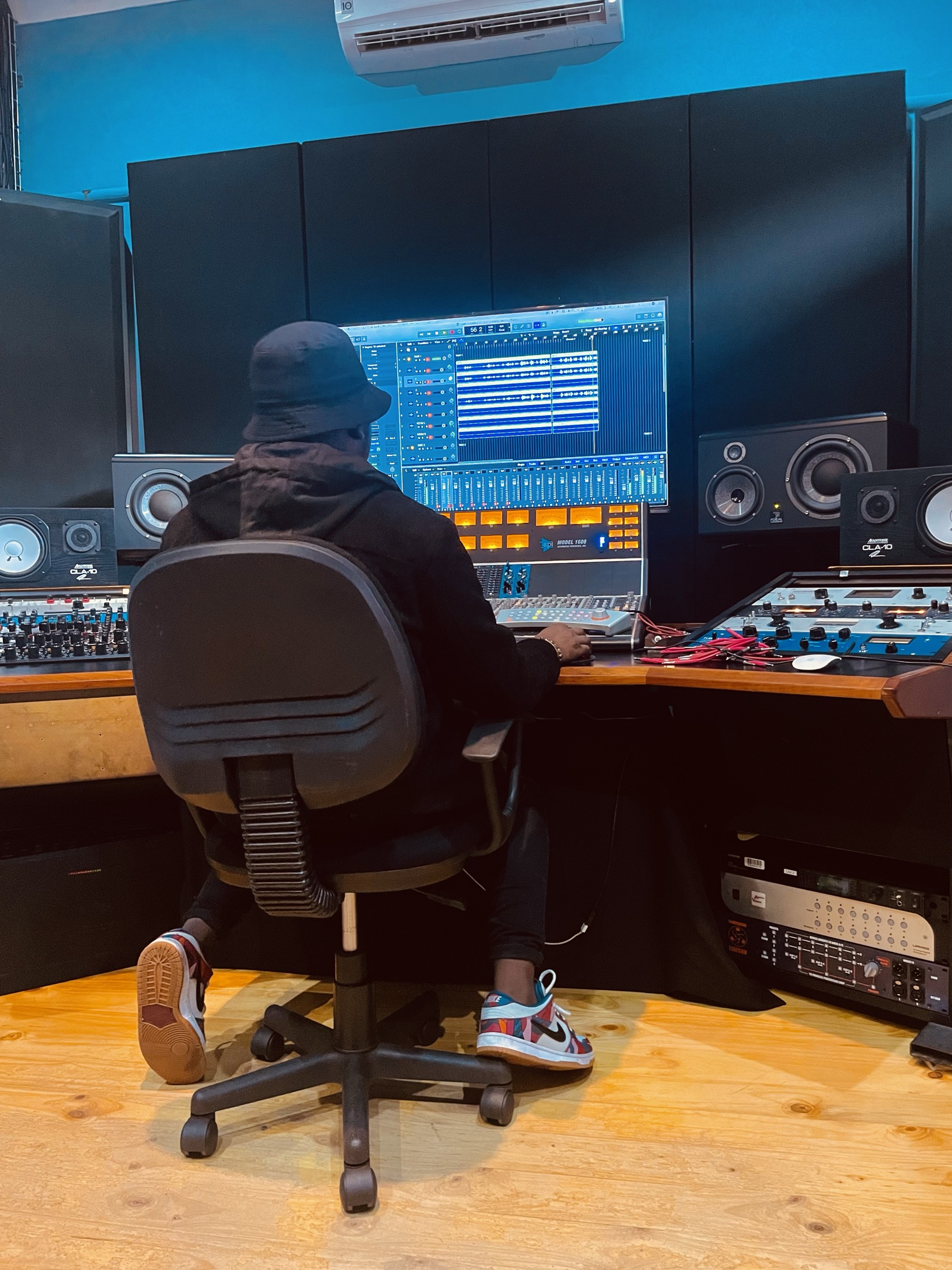 Behind the scenes at the studio production desk